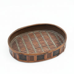17 inch oval rattan container close up on the inside