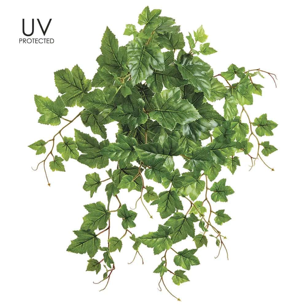19" Artificial UV Protected PVC Grape Leaf Bush Green 24 Silk Plants Canada