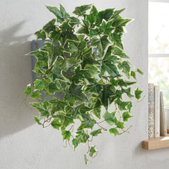 19 inch Artificial English Ivy Bush UV Protected in half wall basket