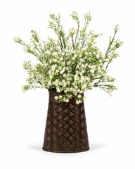 19 Inch Artificial Dandelion Plant with white flowers in a decorative metal vase