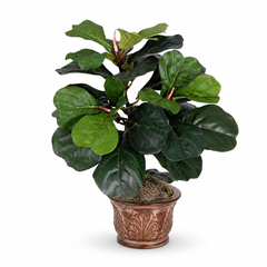 22 Inch Artificial Silk Fiddle Leaf Fig Plant with realistic green leaves in a decorative container