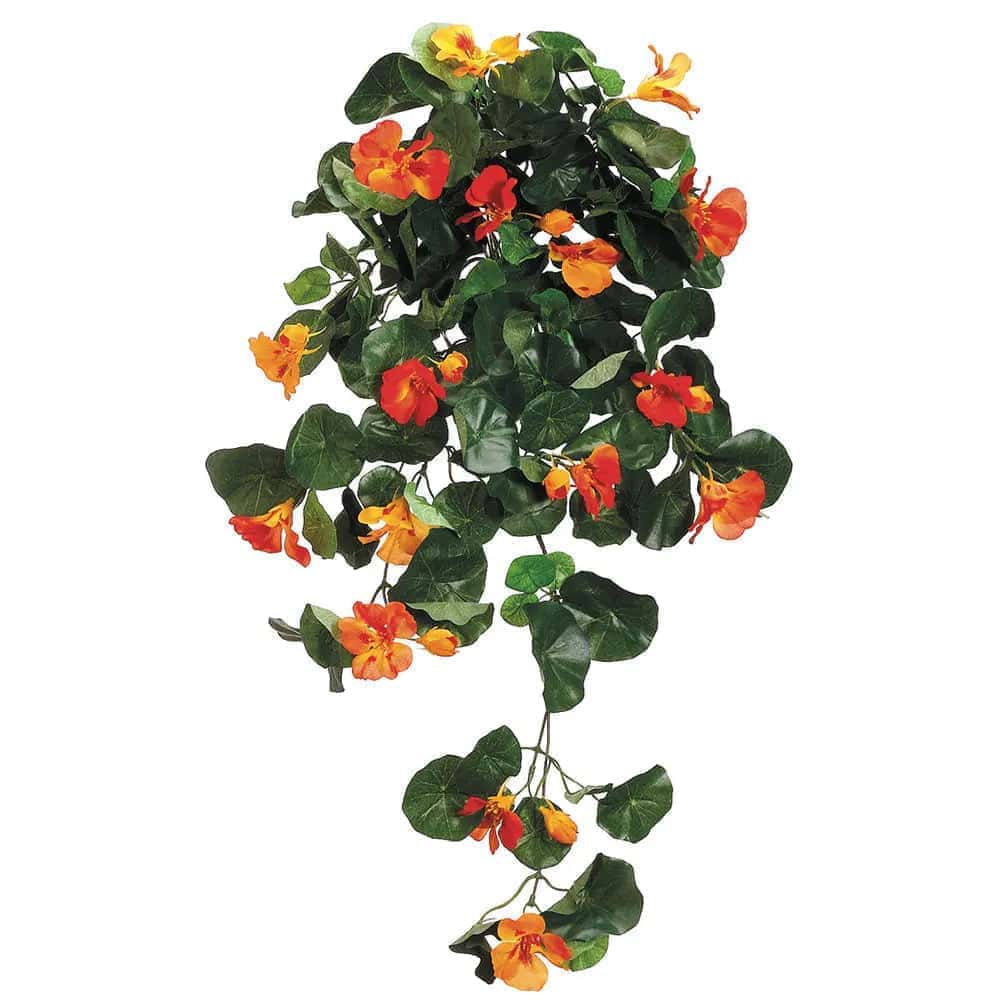 30" Artificial Nasturtium Vine - Orange Silk Hanging Plant for Home & Office Décor Orange