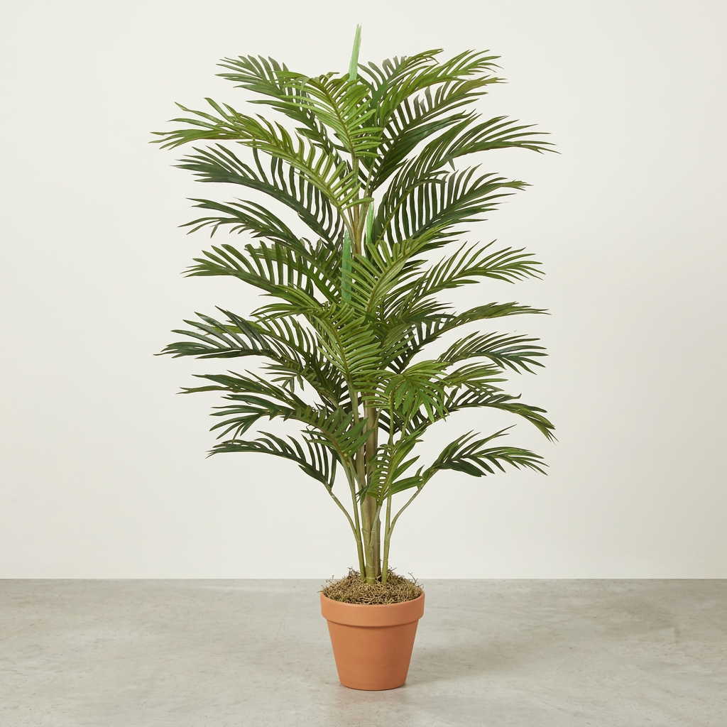 4 Foot Artificial Silk Areca Palm Tree Compact with a white background
