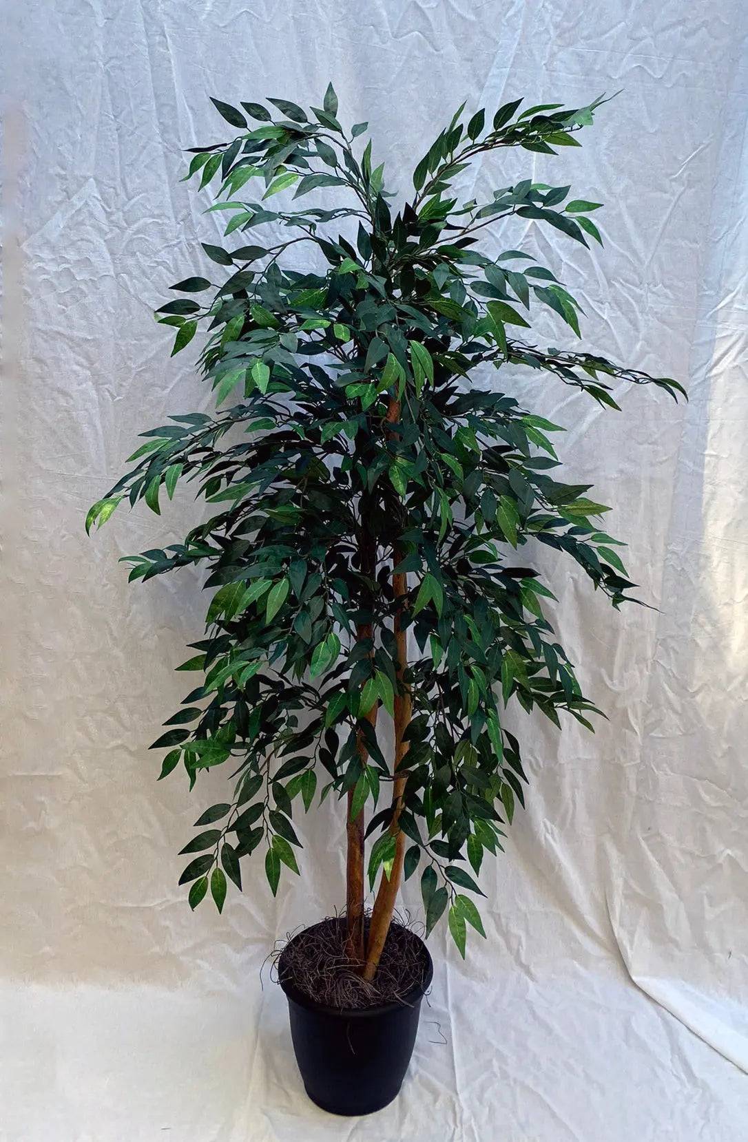5 Foot Artificial Silk Smilax Tree Custom Made on Natural Wood