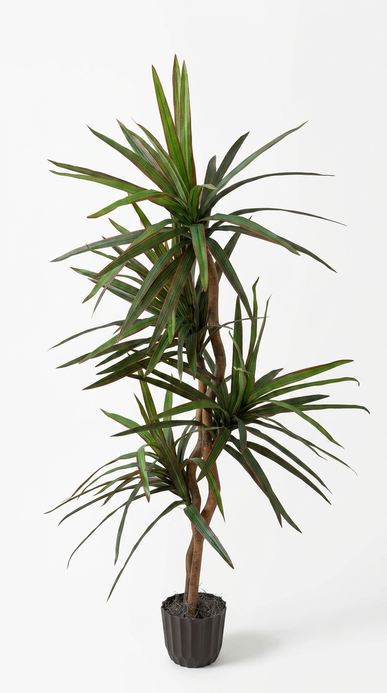 5 Foot Artificial Silk Dragon Tree Custom Made on Natural Wood