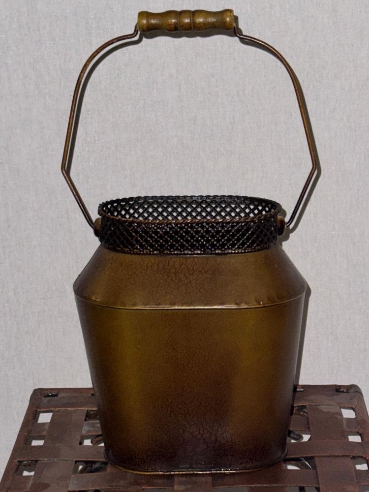 8 inch Bucket with Handle Chocolate Brown Silk Plants Canada