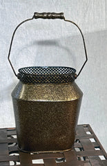 Decorative Metal Container with Handle Two Tone Copper