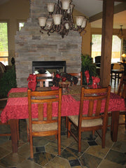 Dining Room Displaying an artificial arrangement of apples and grapes