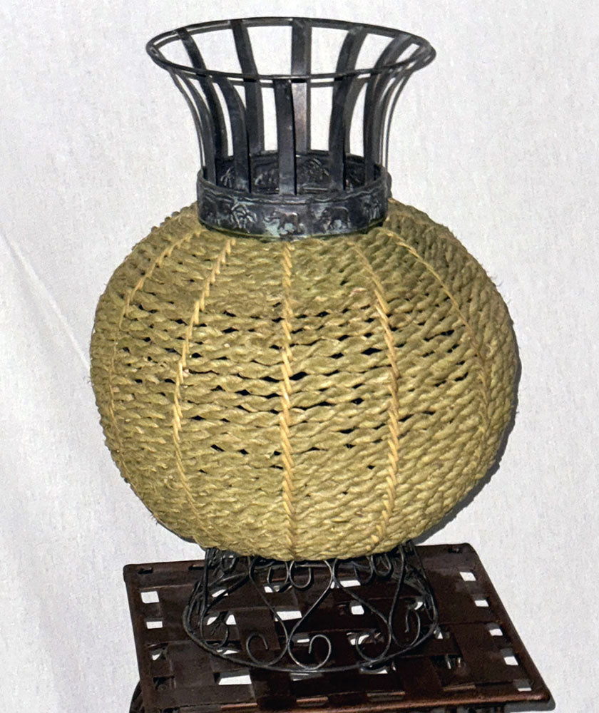 18" Rattan Vase with Metal Accents | Versatile Home & Office Décor