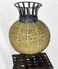 18 Inch Rattan Vase with Metal Accents | Versatile Home & Office Décor