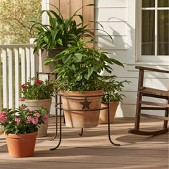Large Metal 3 Star 2 Ring Plant Holder displaying a potted plant.
