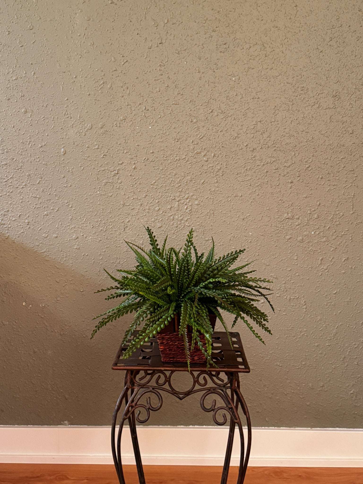 Artificial PVC Button Fern Arrangement in Decorative Square Container