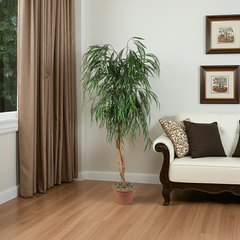 Artificial Silk Weeping Willow Tree in a Modern Living Room