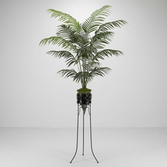 8 Foot Artificial Areca Palm Tree with Metal Stand with a white background