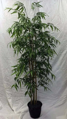6 Foot Artificial Silk Bamboo Palm Tree on Natural Wood Silk Plants Canada