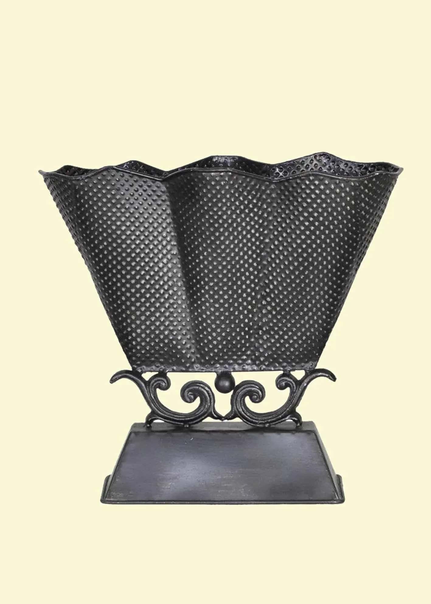 Decorative Metal Container Table Top with Stand in Black Silk Plants Canada