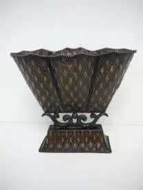 Decorative Metal Container with Stand in Chocolate Brown