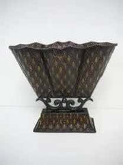 Decorative Metal Container with Stand in Chocolate Brown