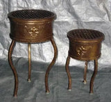 Metal Plant Stands Set of 2 Round Design in Copper