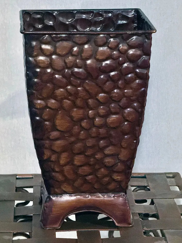 10 inch Square Container with Hammered Copper Finish