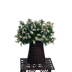 17" Mini Calla Lily PVC Bush with PVC Greens in Metal Lattice Deco Vase Silk Plants Canada