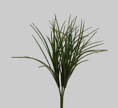 19 inch PVC Onion Grass x 3 breaks artificial indoor and outdoor grass pick with 4 inch stem measuring approximately 15 inches wide for decorative planters and arrangements