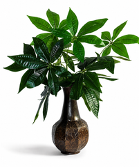 26 Inch Artificial Money Tree Arrangement in decorative metal vase on white background