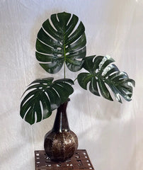 31" Artificial PVC Monstera Plant in Decorative Metal Vase | Faux Split Leaf for Home &amp; Office Tropical Décor Silk Plants Canada