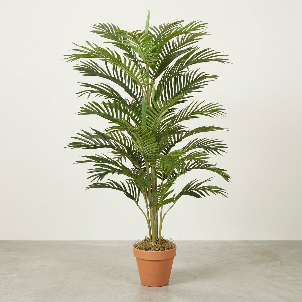 4 Foot Artificial Silk Areca Palm Tree Compact with a white background