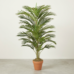4 Foot Artificial Silk Areca Palm Tree Compact with a white background