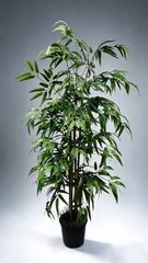 4 Foot Artificial Silk Bamboo Palm Tree Custom Made on Natural Wood in neutral background