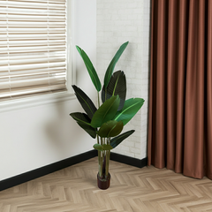 5 foot artificial silk traveler palm in office setting