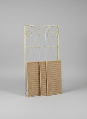White Wash Metal Wicker Stand with 3 Shelves for Decor