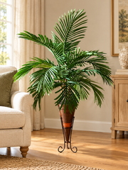 48 Inch Artificial Areca Palm on Natural Bamboo in Copper Cone Container