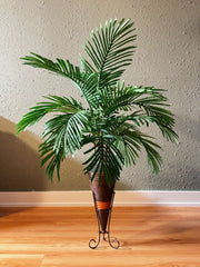 48 Inch Artificial Areca Palm on Natural Bamboo in Copper Cone Container