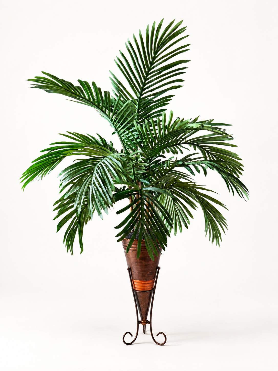 48 Inch Artificial Areca Palm on Natural Bamboo in Copper Cone Container