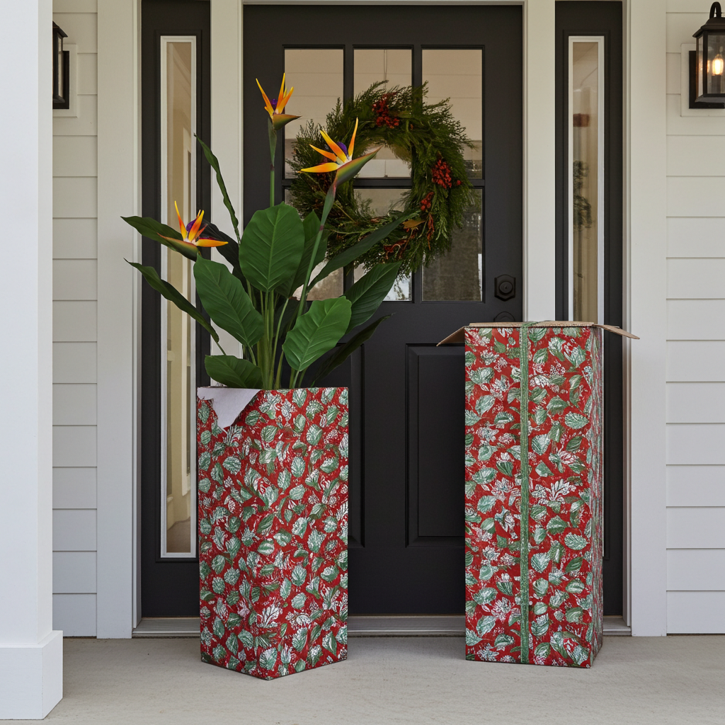 58" Artificial Silk Bird of Paradise Plant  arriving at the front door as a surprise gift. 