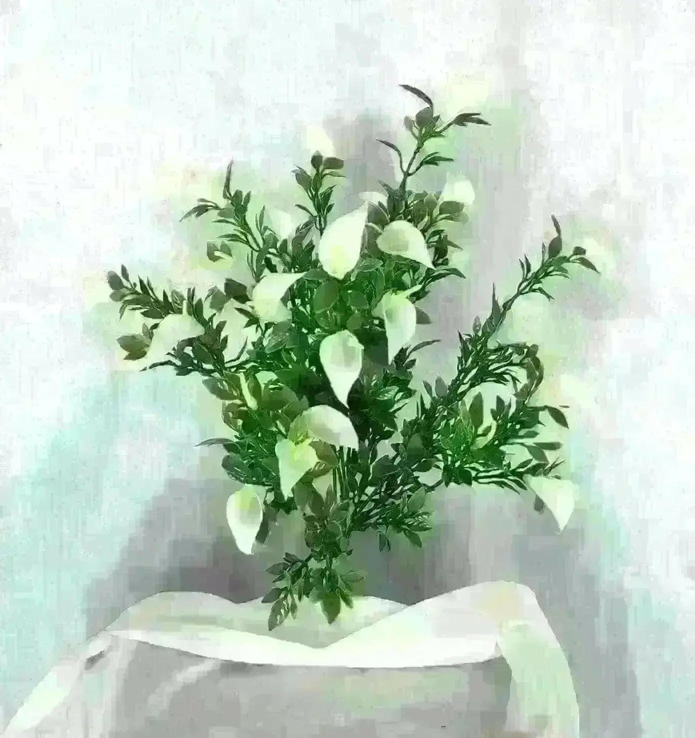 16 inch Mini Calla Lily PVC Bush with PVC Greens - Silk Plants Canada 