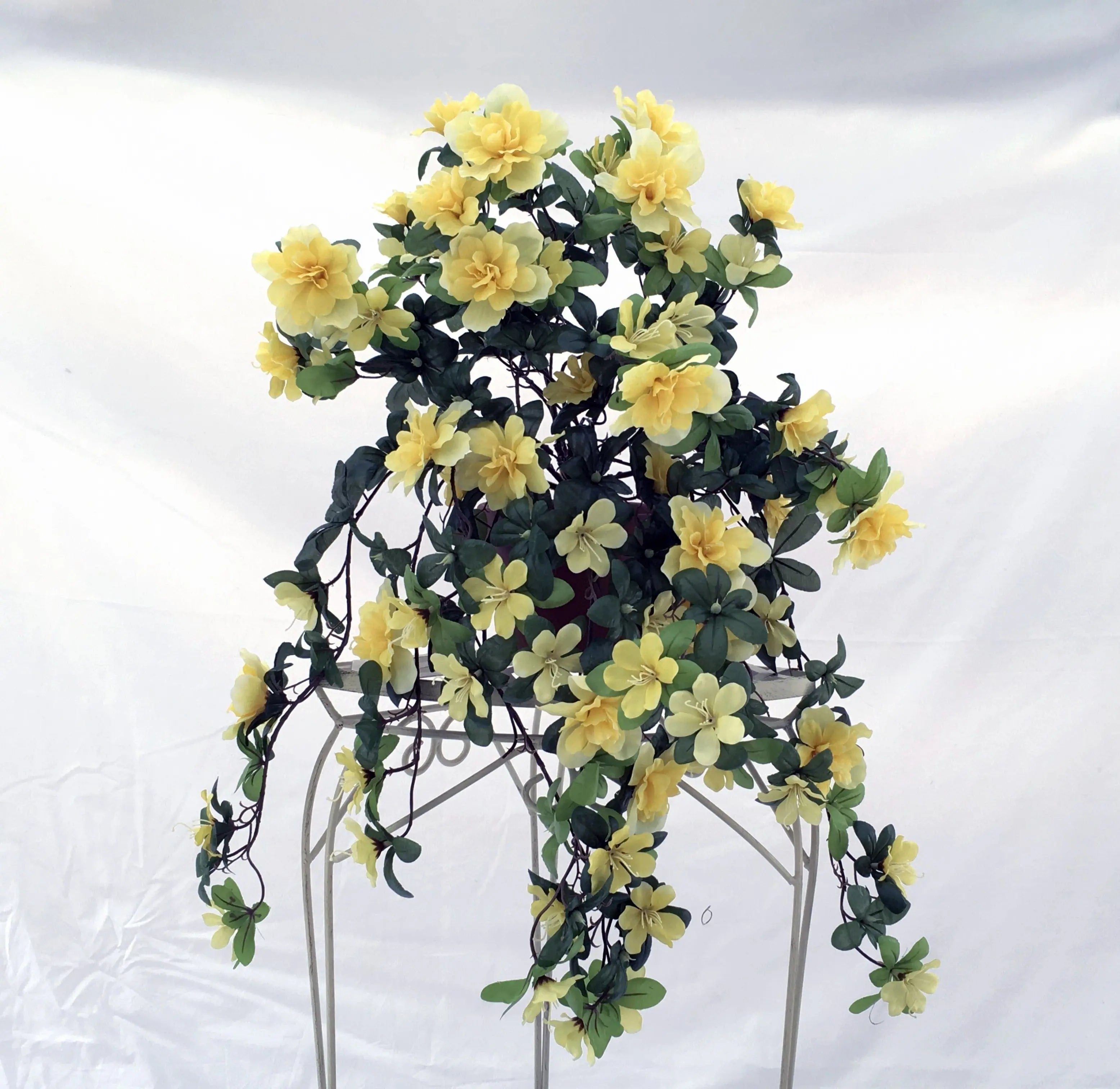 32-inch Artificial Silk Azalea Trailing Bush Vine Yellow Silk Plants Canada