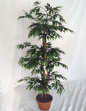 4 Foot Artificial Silk Ruscus Tree Custom Made on Natural Wood