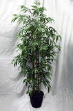5 Foot Artificial Silk Bamboo Palm Tree Custom Made on Natural Wood
