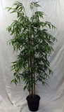 6 Foot Artificial Silk Bamboo Palm Tree Custom Made on Natural Wood