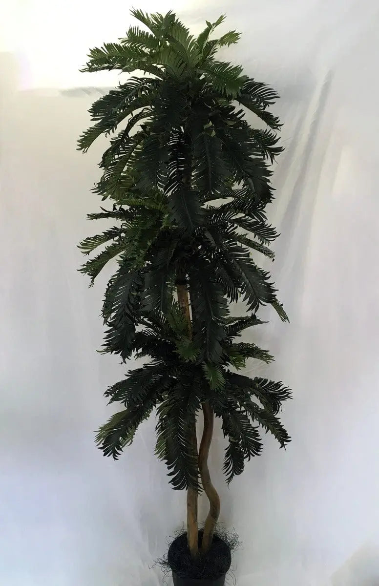 87 inch Artificial Silk Cycas Palm Tree Custom Made on Natural Wood Silk Plants Canada