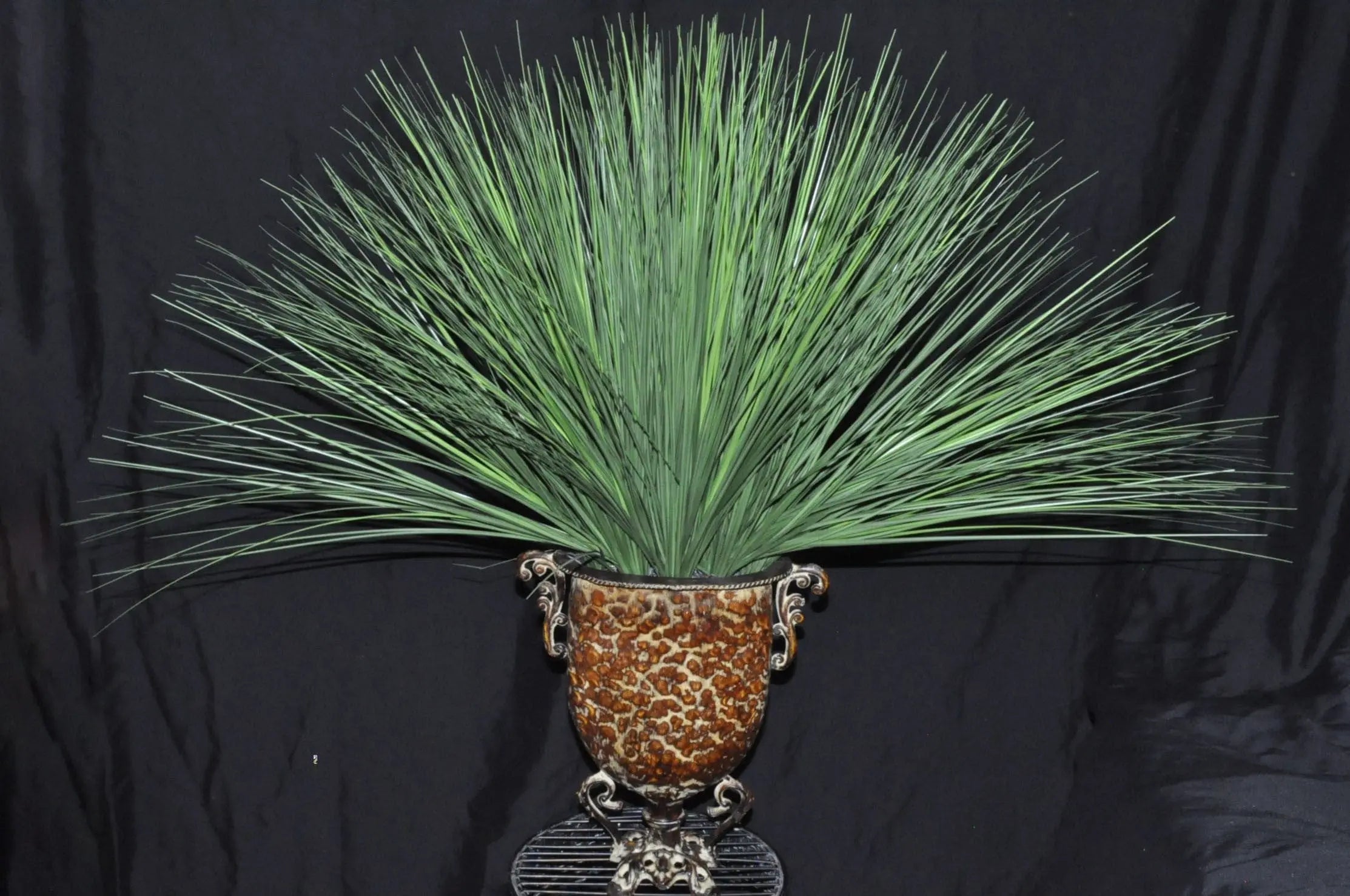 Artificial PVC Onion Grass Arranged in a Decorative Metal Container Silk Plants Canada