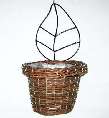 Half Wall Rattan Basket with Metal Frame Accessory Silk Plants Canada