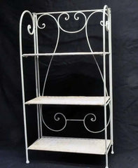 Metal Wicker Stand with 3 Shelves White Wash Silk Plants Canada